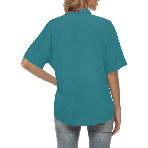Harbor Blue All Over Print Hawaiian Shirt for Women (Model T58)