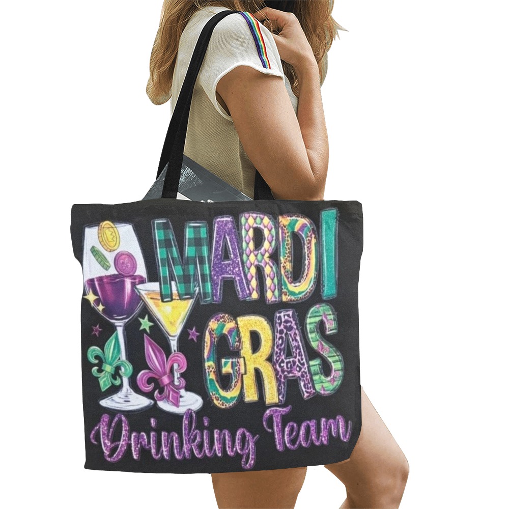 MARDI GRAS DRINKING TEAM All Over Print Canvas Tote Bag/Large (Model 1699)