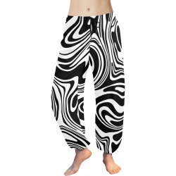 Black and White Marble Women's All Over Print Harem Pants (Model L18)