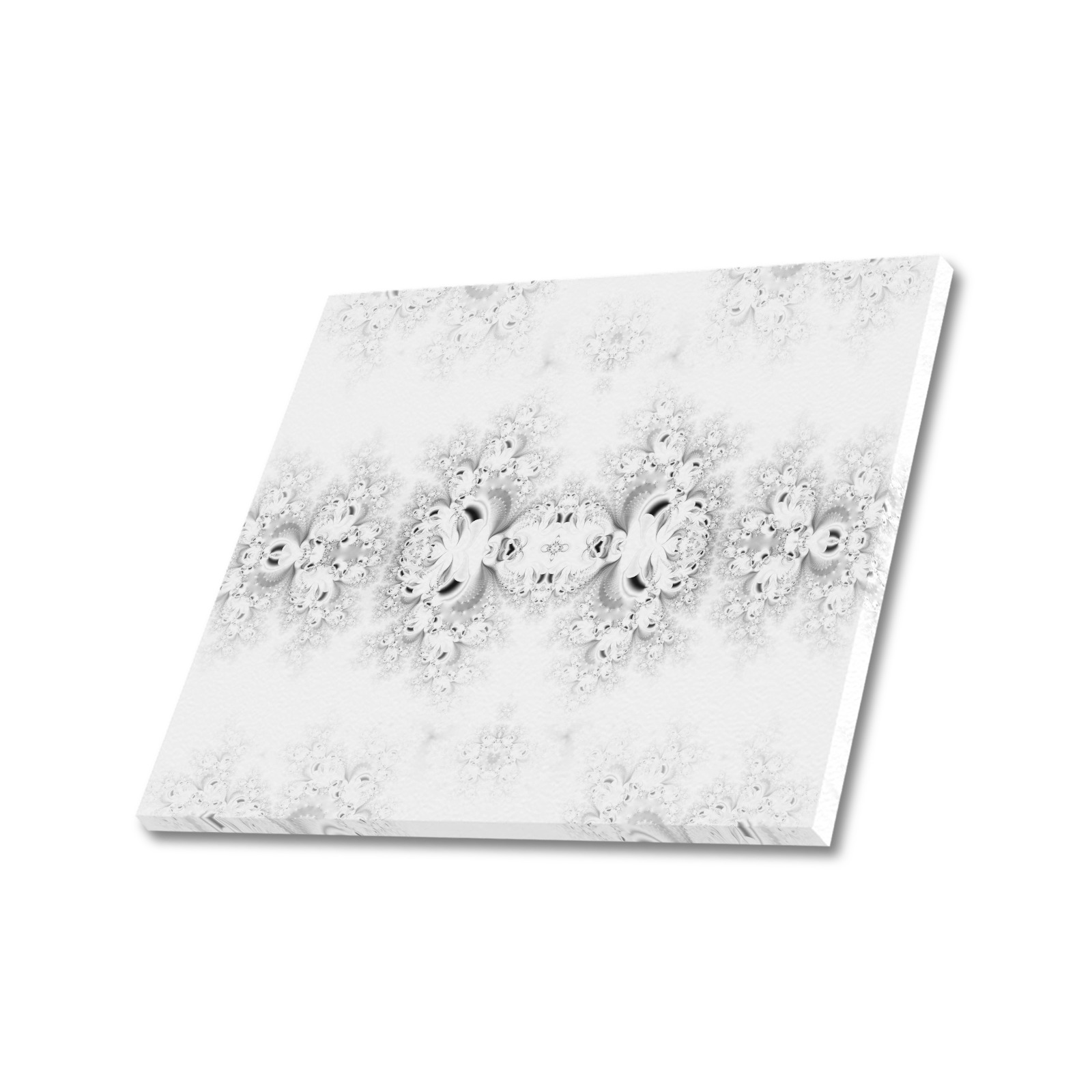 Snowy Winter White Frost Fractal Frame Canvas Print 24"x20"