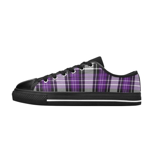 Purple Black Plaid Men's Classic Canvas Shoes (Model 018)