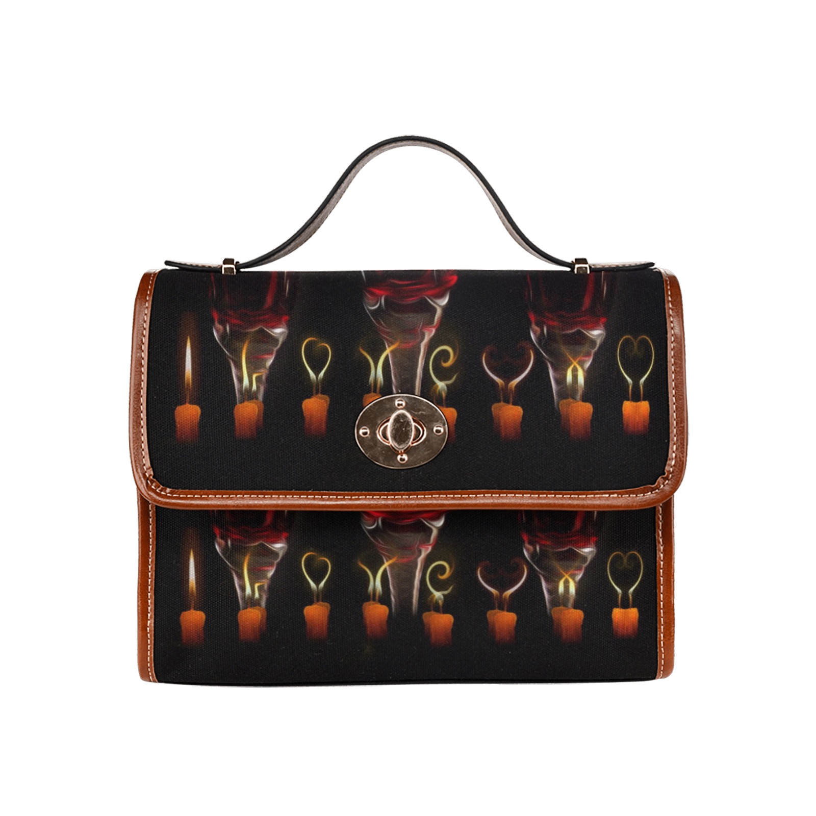 Candles Wine Ritual Waterproof Canvas Bag-Brown (All Over Print) (Model 1641)