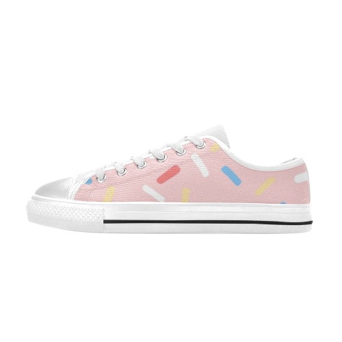 Confetti on Pastel Pink Low Top Canvas Shoes for Kid (Model 018)