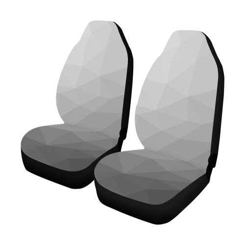 Grey Gradient Geometric Mesh Pattern Car Seat Covers (Set of 2)