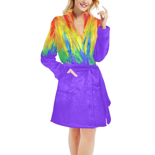Abstract Paint Flames Purple Women's All Over Print Night Robe
