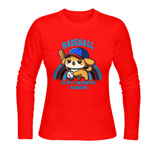 Baseball Is My Favorite Season Sunny Women's T-shirt (long-sleeve) (Model T07)