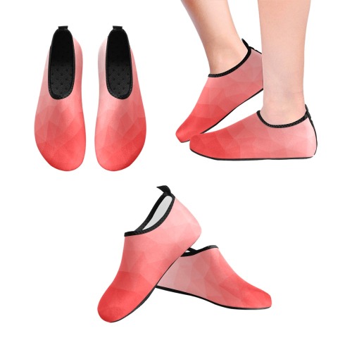 Red gradient geometric mesh pattern Men's Slip-On Water Shoes (Model 056)