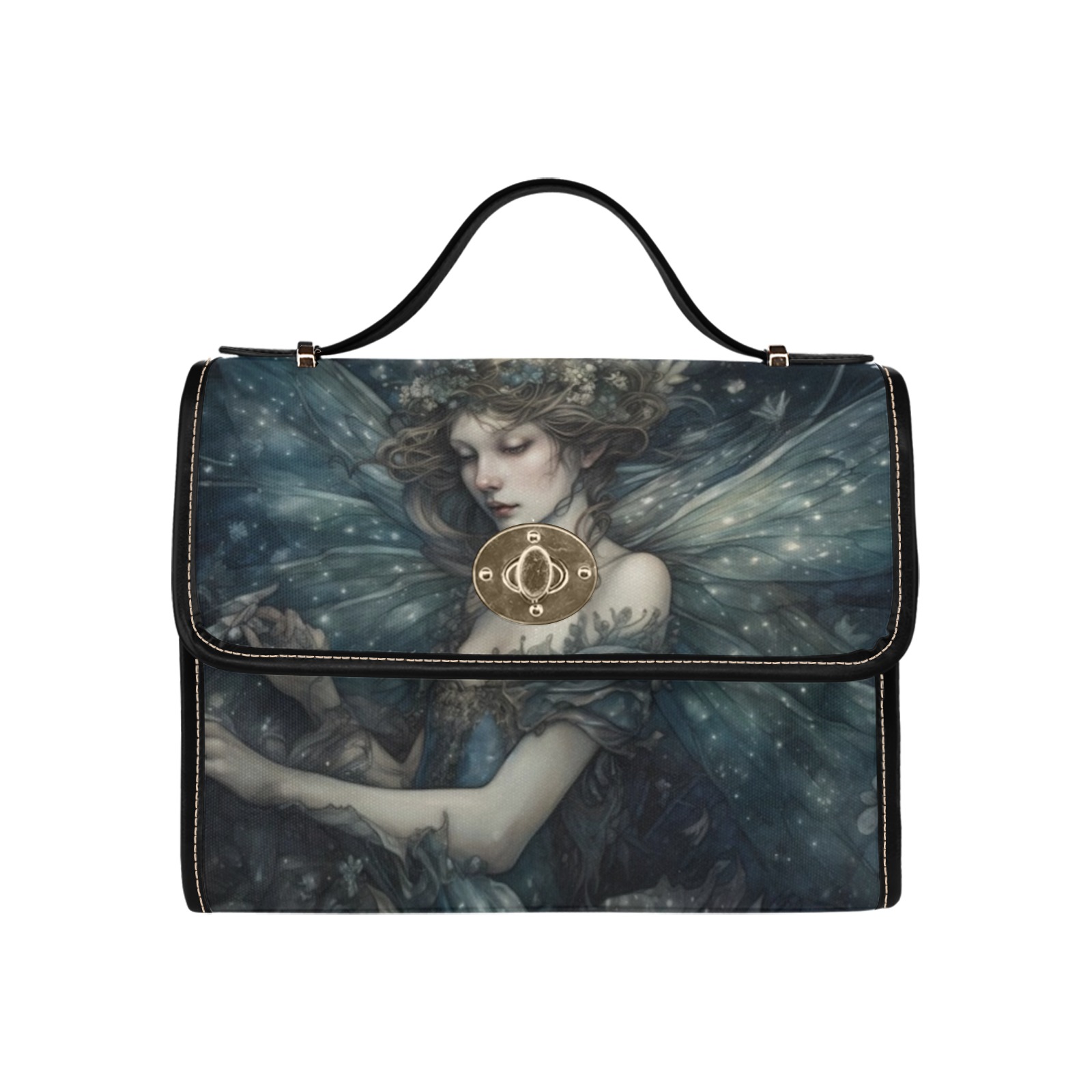 Fairy Midnight Ladies Satchel Handbag Waterproof Canvas Bag-Black (All Over Print) (Model 1641)
