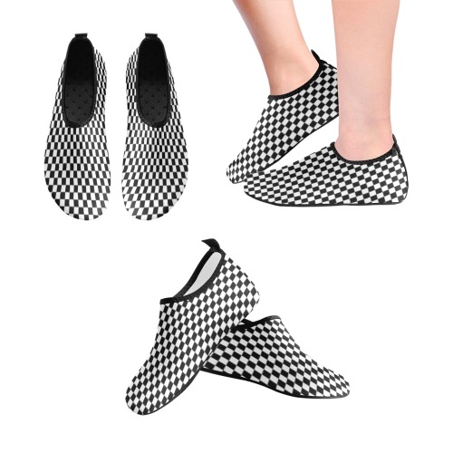 Checkerboard Black And White Kids' Slip-On Water Shoes (Model 056)