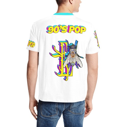 90's PoP Collectable  Fly Men's All Over Print T-Shirt (Solid Color Neck) (Model T63)