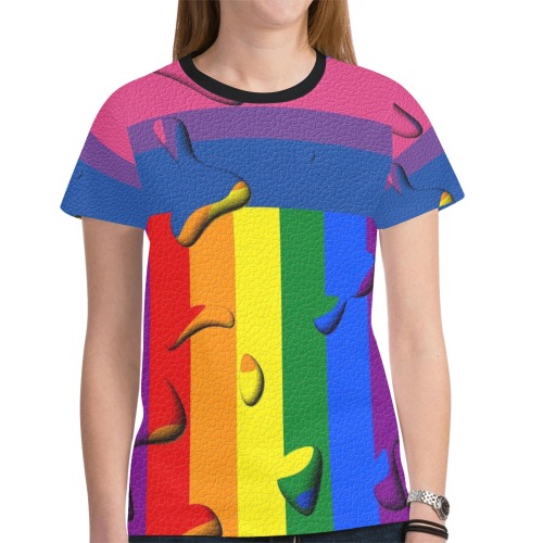 Bisexual Pride Flag Pop Art by Nico Bielow New All Over Print T-shirt for Women (Model T45)