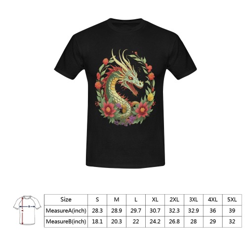 dragon on a black background 5 Men's T-Shirt in USA Size (Front Printing Only)