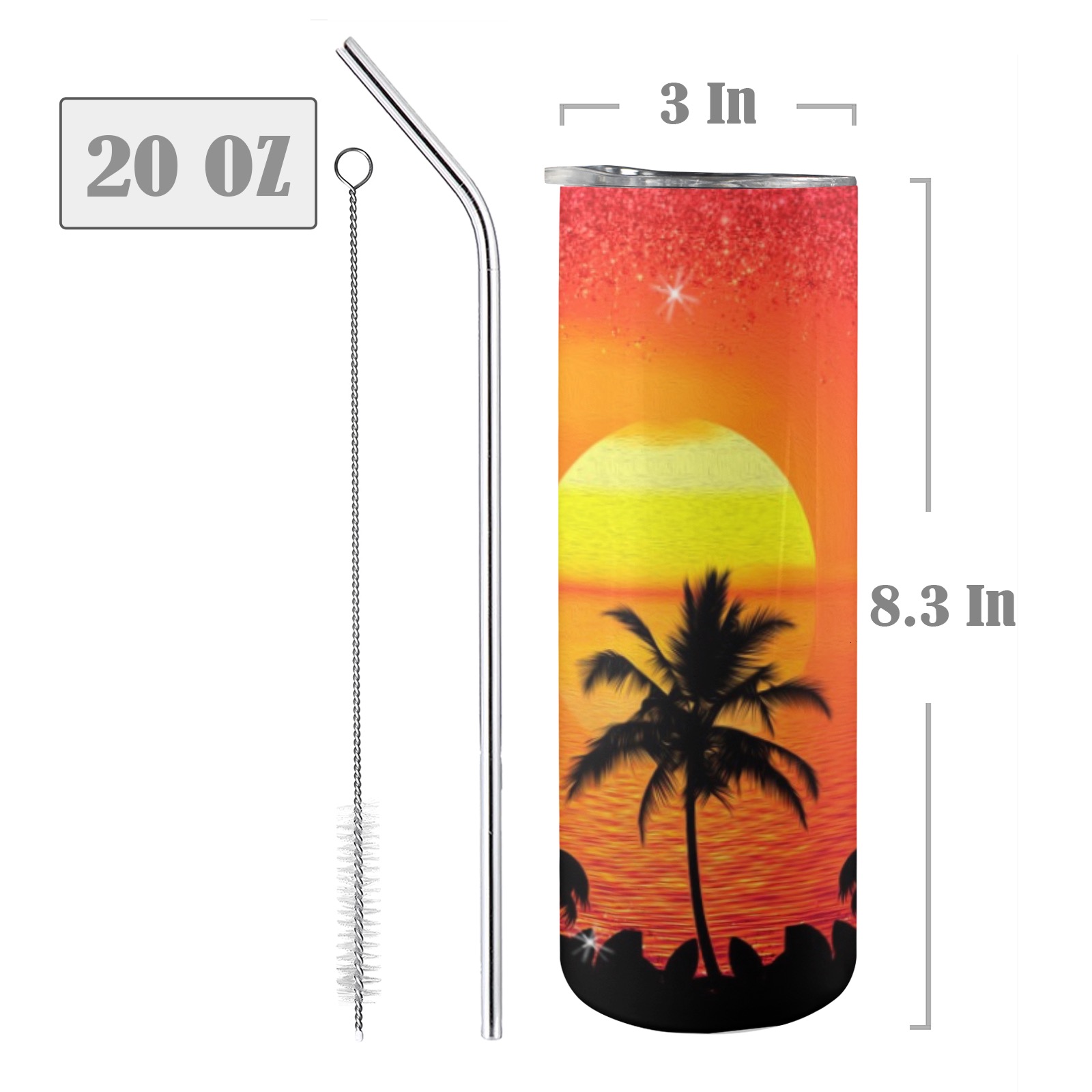 Sunset Beach 20oz Tall Skinny Tumbler with Lid and Straw