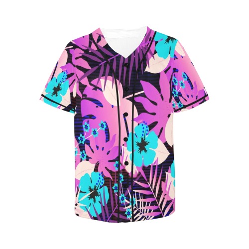 GROOVY FUNK THING FLORAL PURPLE All Over Print Baseball Jersey for Women (Model T50)
