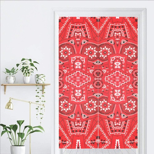 Bandana Squares Red Door Curtain Tapestry