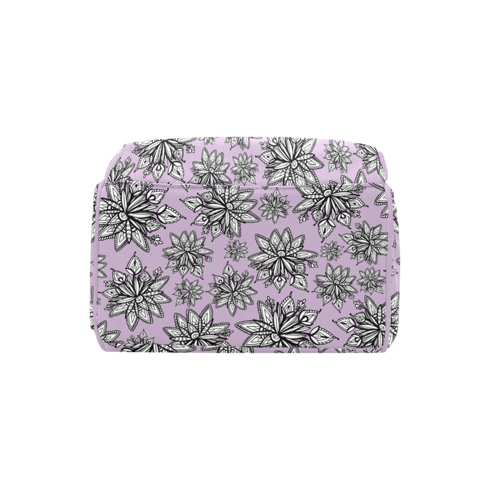 Creekside Floret pattern lilac Multi-Function Diaper Backpack/Diaper Bag (Model 1688)