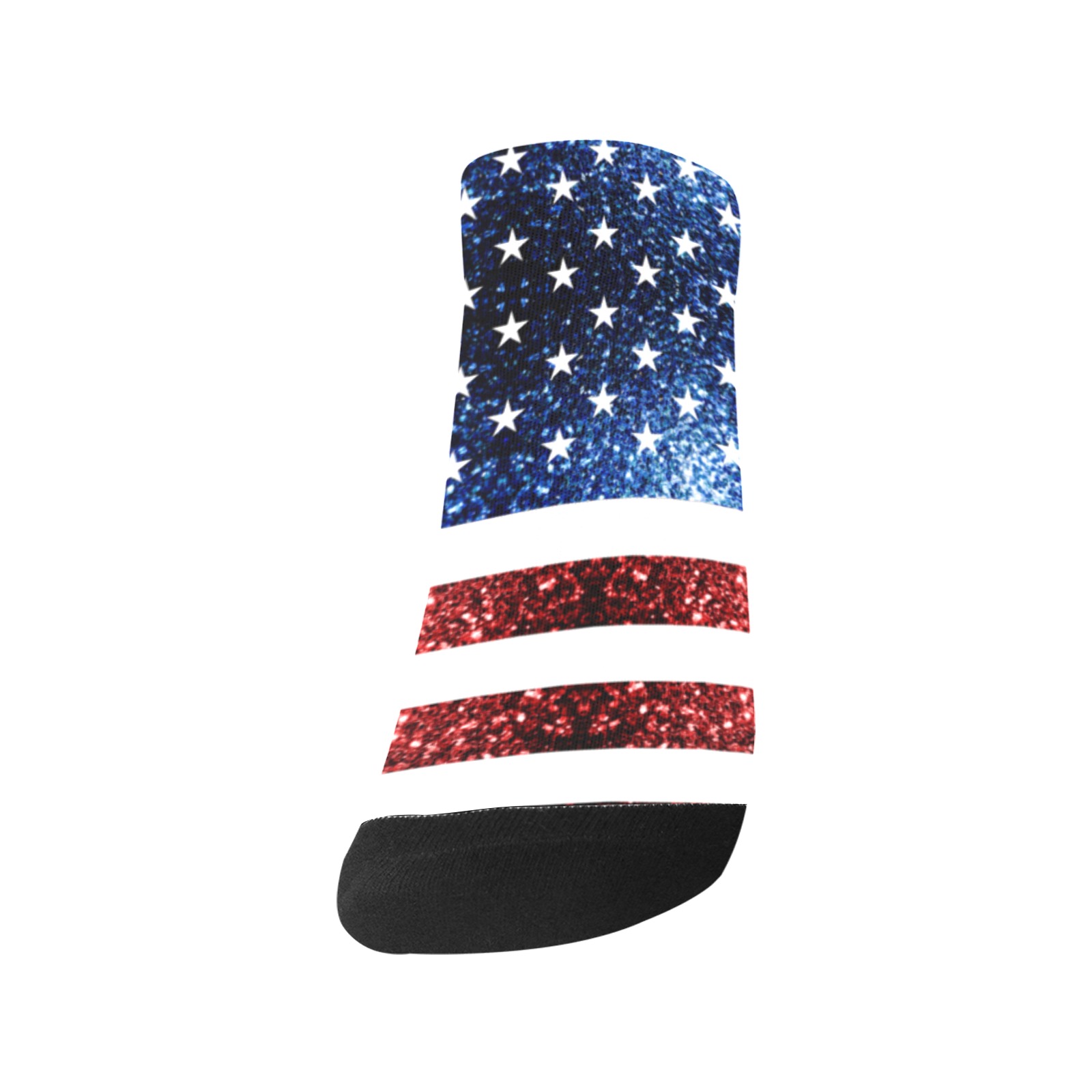 Sparkly USA flag America Red White Blue faux Sparkles patriotic bling 4th of July Women's Ankle Socks