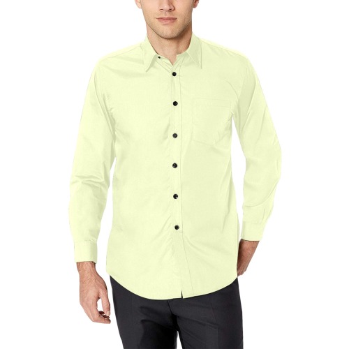 pastel yellow Men's All Over Print Casual Dress Shirt (Model T61)