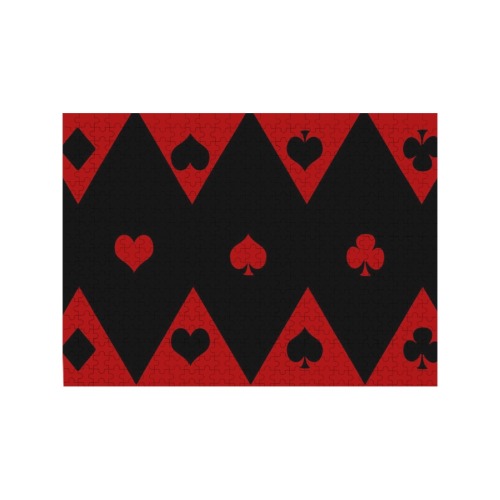 Las Vegas Black Red Play Card Shapes 500-Piece Wooden Photo Puzzles
