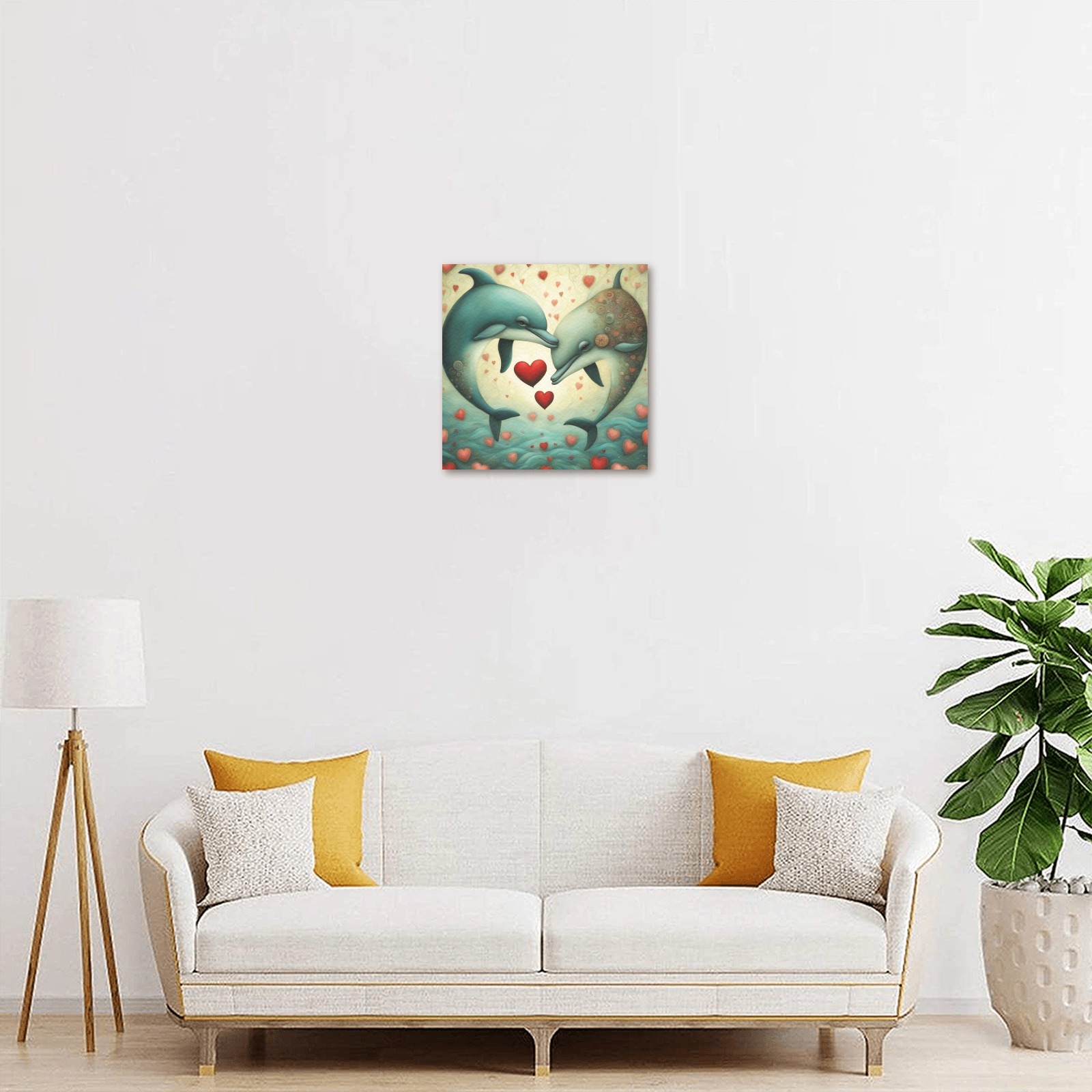 Dolphin Love 2 Upgraded Canvas Print 12"x12"
