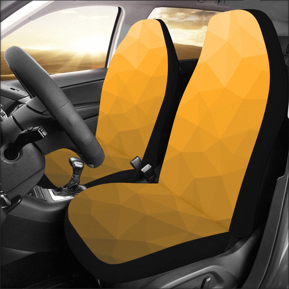 Orange gradient geometric mesh pattern Car Seat Covers (Set of 2)