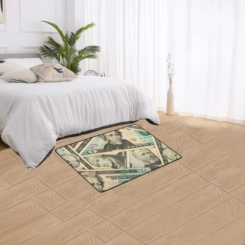 US PAPER CURRENCY Area Rug with Black Binding 2'7"x 1'8‘’