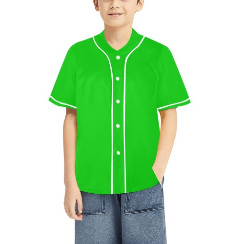 Merry Christmas Green Solid Color All Over Print Baseball Jersey for Kids (Model T50)