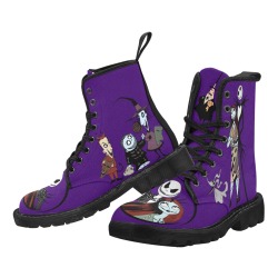 The Nightmare Before Christmas High Black Boots Custom Canvas Boots for Women (Black) (Model 1203H)