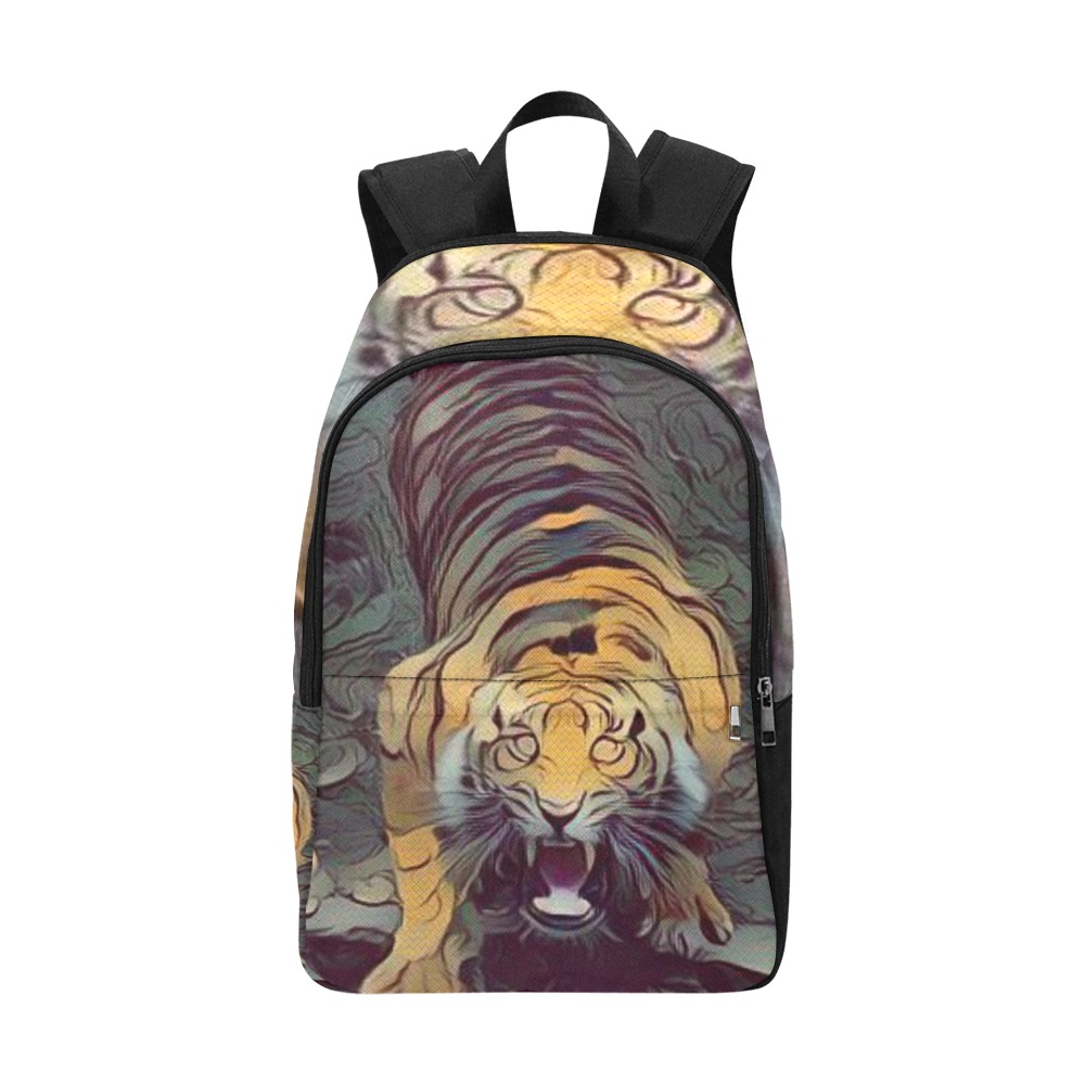 Tiger Color Painted Looking Up Fabric Backpack for Adult (Model 1659)