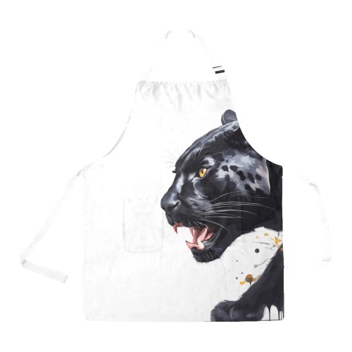 Cool black panther big cat is ready to attack art. All Over Print Apron