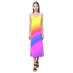 spectrum V-Neck Open Fork Long Dress(Model D18)