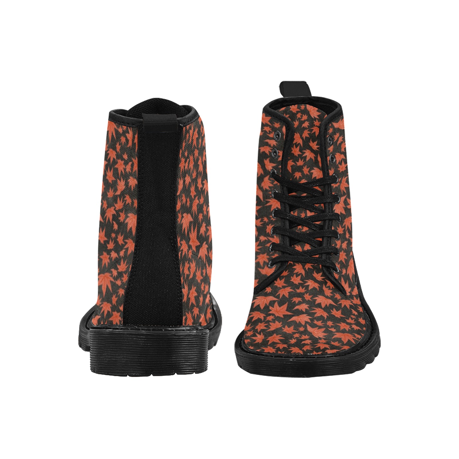 Maple Leaves Martin Boots for Women (Black) (Model 1203H)