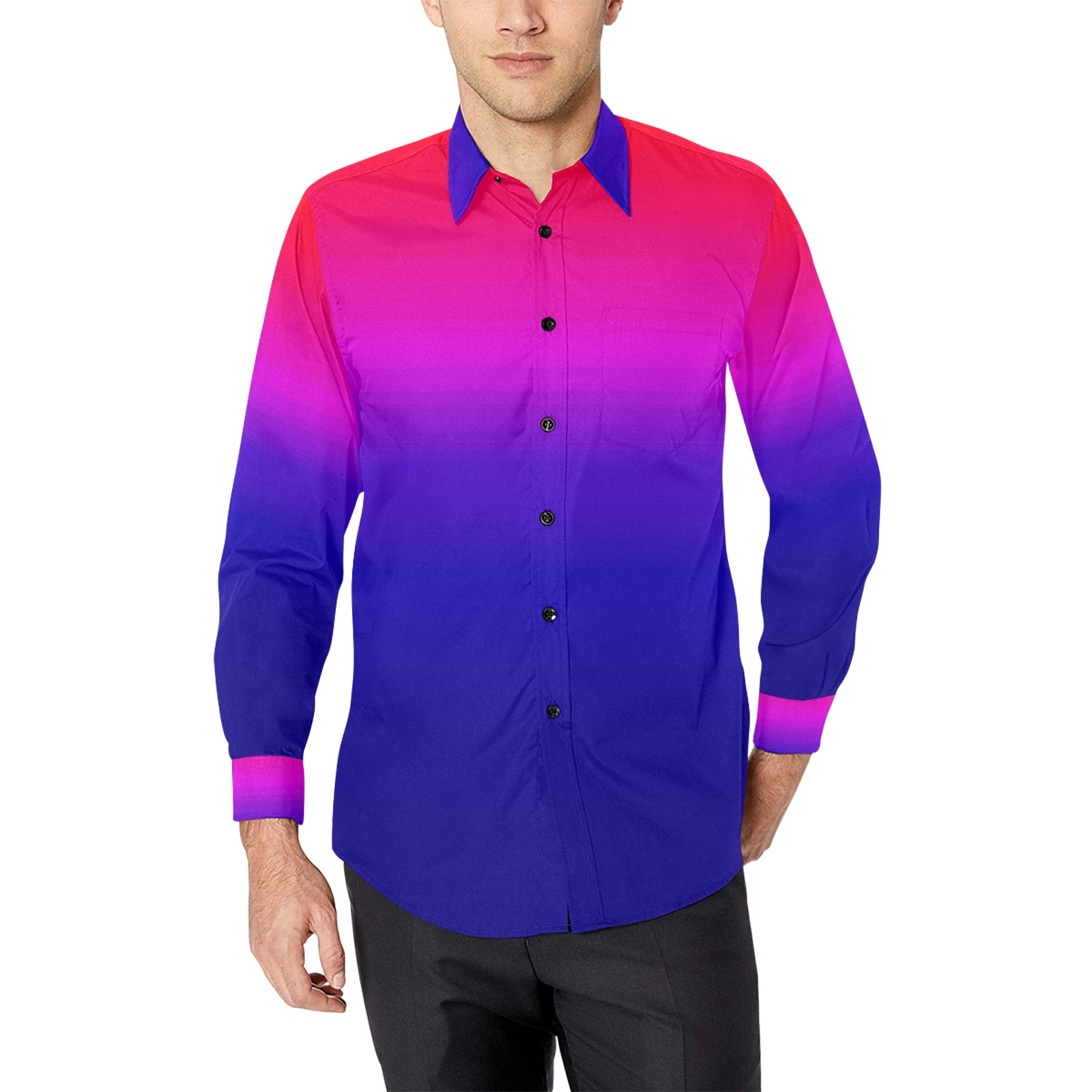 pink to blue Men's All Over Print Casual Dress Shirt (Model T61)