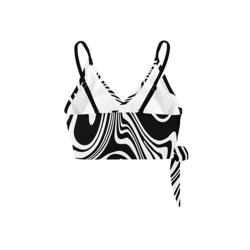 Black and White Marble Knot Side Bikini Top (Model S37)