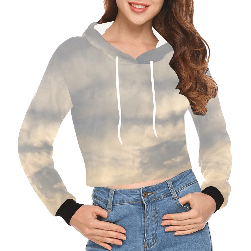 Cloud Collection All Over Print Crop Hoodie for Women (Model H22)