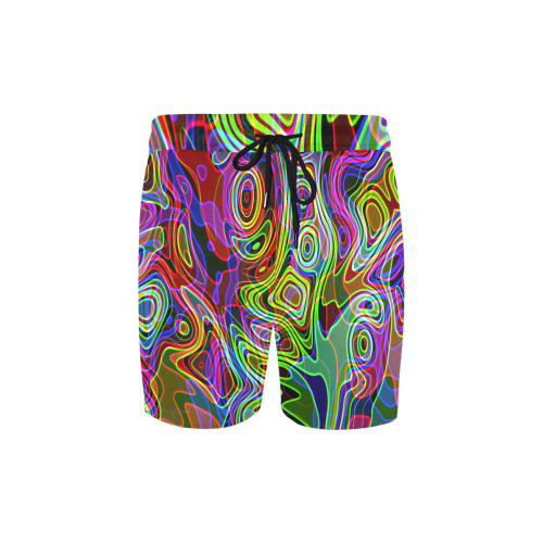 Abstract Retro Neon Pattern Background Design Men's Mid-Length Swim Shorts (Model L39)