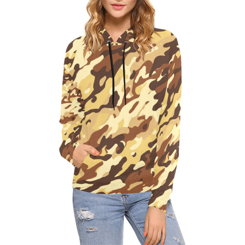 Modern Desert Fashion Camouflage All Over Print Hoodie for Women (USA Size) (Model H13)