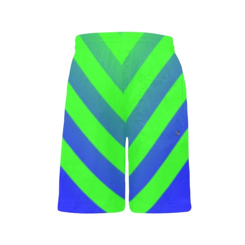 Blue & Green Chevron Boys' Casual Beach Shorts (Model L52)