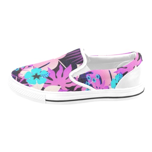 GROOVY FUNK THING FLORAL PURPLE Slip-on Canvas Shoes for Kid (Model 019)