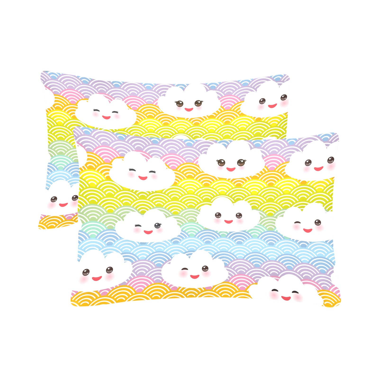 Happy Clouds Custom Pillow Case 20"x 30" (One Side) (Set of 2)