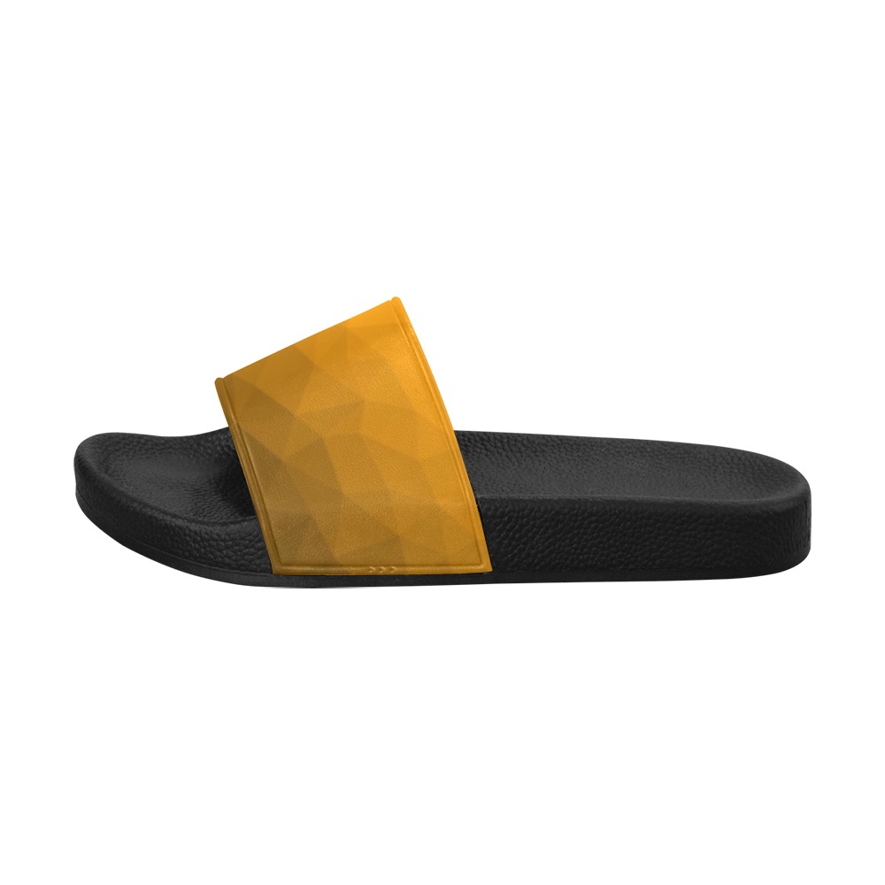 Orange gradient geometric mesh pattern Men's Slide Sandals (Model 057)