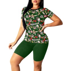 Las Vegas Gamblers Delight - Green Women's Short Yoga Set