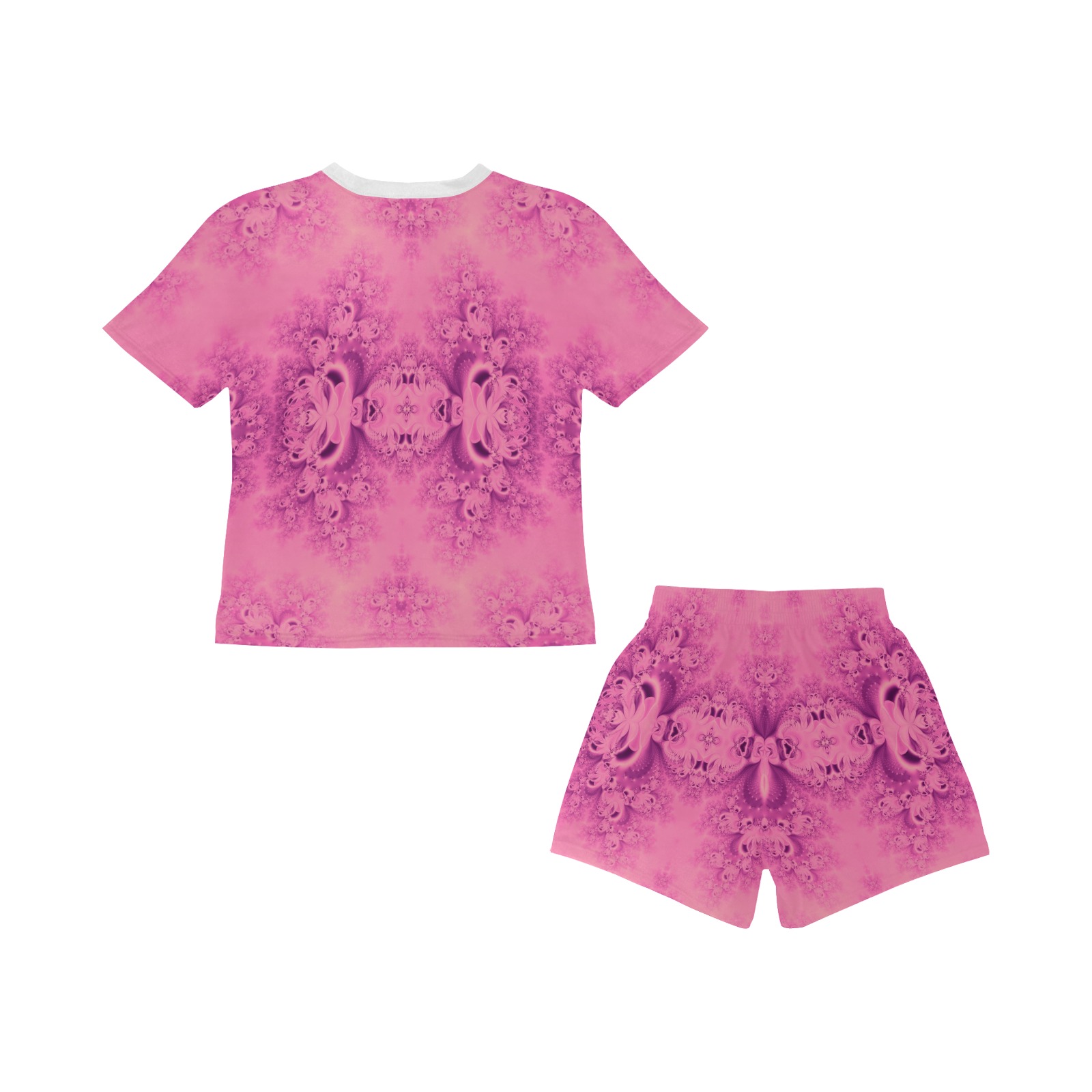 Pink Morning Frost Fractal Little Girls' Short Pajama Set