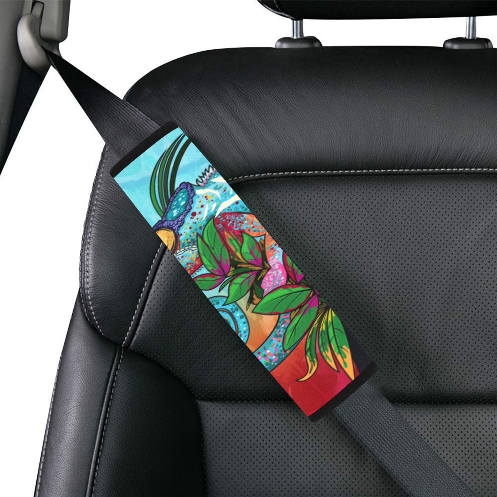 Rainbow Chameleon Car Seat Belt Cover 7''x10''