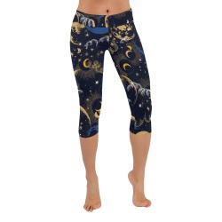 Night sky of stars abstract BB Women's Low Rise Capri Leggings (Invisible Stitch) (Model L08)