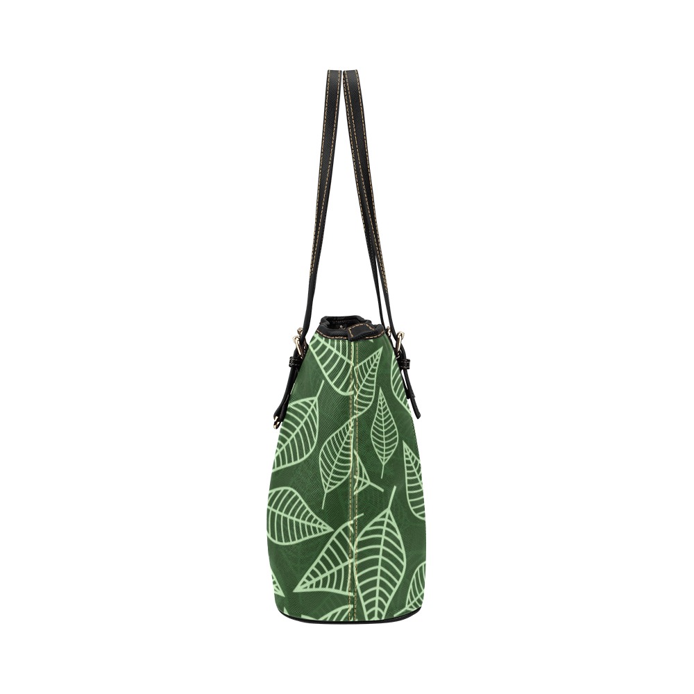 leaf-pattern-vector-439370 Leather Tote Bag/Small (Model 1651)
