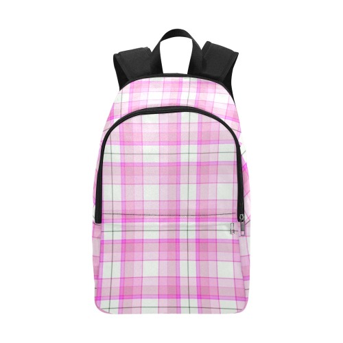 Pink Plaid Fabric Backpack for Adult (Model 1659)