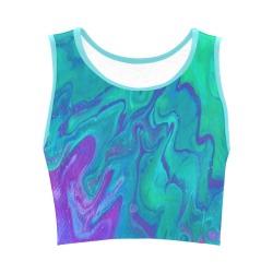 Acid Mountains Crop Women's Crop Top (Model T42)