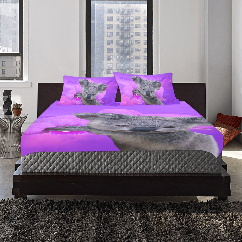 Koala and Orchid 3-Piece Bedding Set