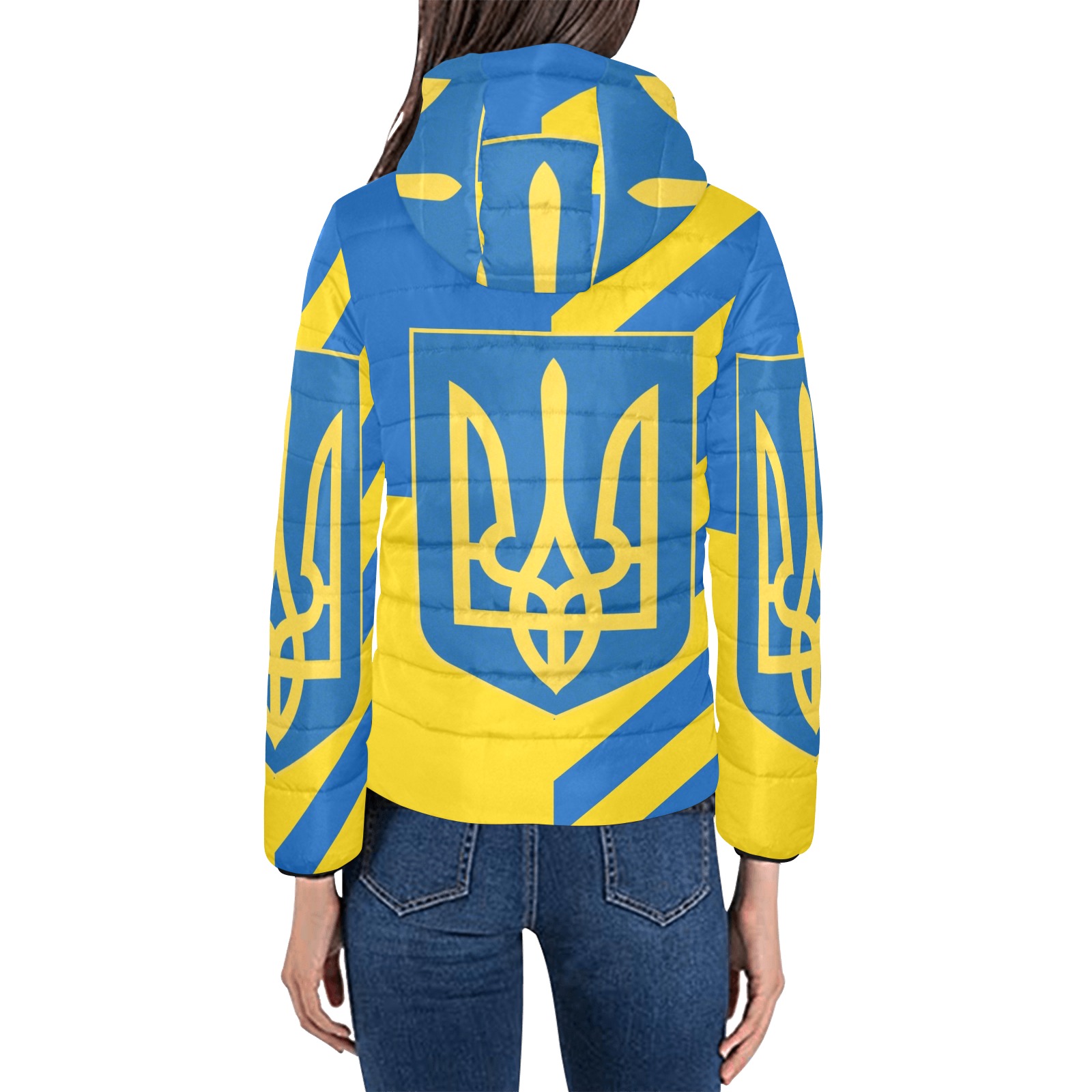 UKRAINE Women's Padded Hooded Jacket (Model H46)
